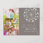 Dandelions Love Heart 4 Multi Photo Save Date Aankondigingskaart (Voorkant)