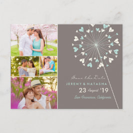 Dandelions Love Heart 4 Multi Photo Save Date Aankondigingskaart