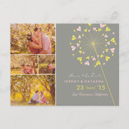 Dandelions Love Heart 4 Multi Photo Save Date Aankondigingskaart