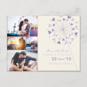 Dandelions Love Heart 4 Multi Photo Save Date Aankondigingskaart (Voorkant)