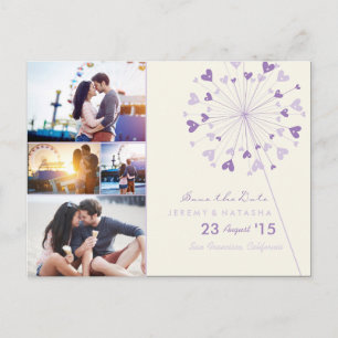 Dandelions Love Heart 4 Multi Photo Save Date Aankondigingskaart