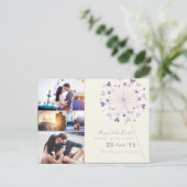 Dandelions Love Heart 4 Multi Photo Save Date Aankondigingskaart (Staand voorkant)