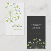 Dandelions Love Hearts Blue Weddenschap Visitekaartje (Voorkant / Achterkant)