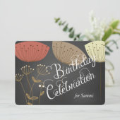 Dandelions op Black Chalkboard Birthday Invite Kaart (Staand voorkant)