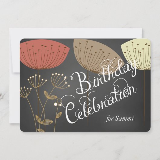 Dandelions op Black Chalkboard Birthday Invite Kaart (Voorkant)