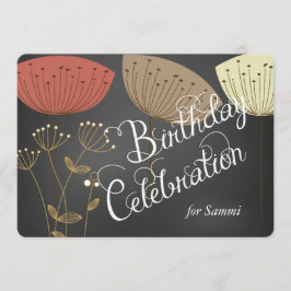 Dandelions op Black Chalkboard Birthday Invite Kaart