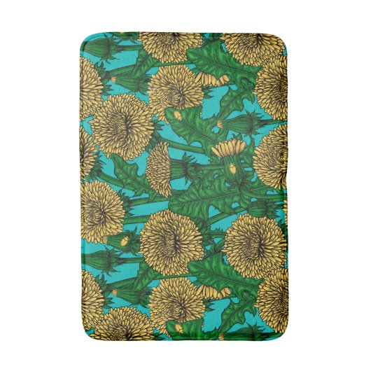 Dandelions op turquoise badmat (Voorkant Verticaal)