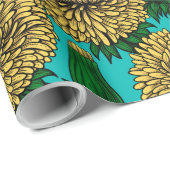 Dandelions op turquoise cadeaupapier (Rol Hoek)