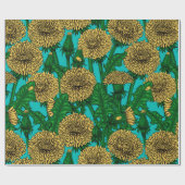 Dandelions op turquoise cadeaupapier (Vlak)