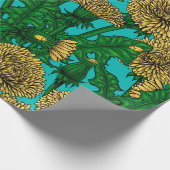 Dandelions op turquoise cadeaupapier (Hoek)