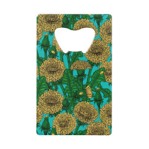 Dandelions op turquoise creditkaart flessenopener
