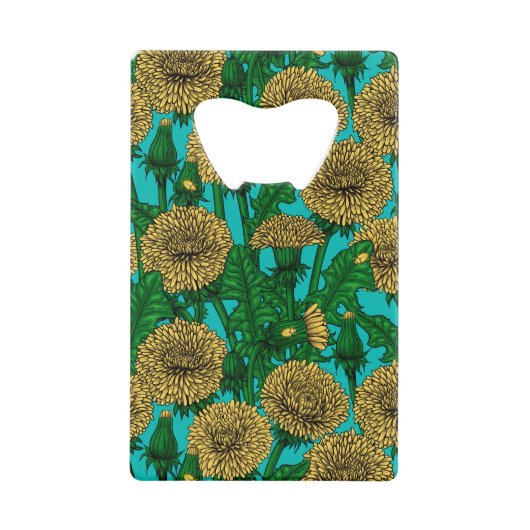 Dandelions op turquoise creditkaart flessenopener (Voorkant)