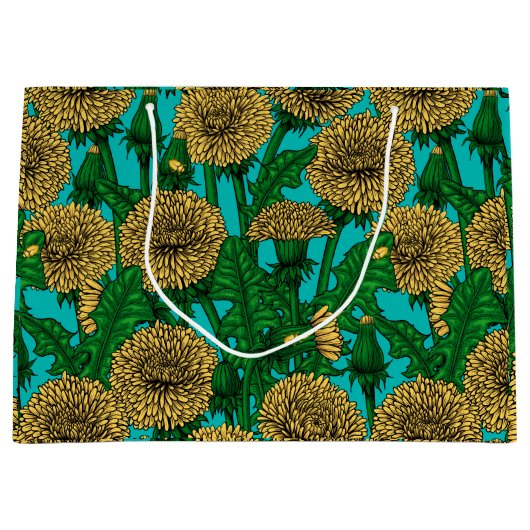 Dandelions op turquoise groot cadeauzakje (Voorkant)