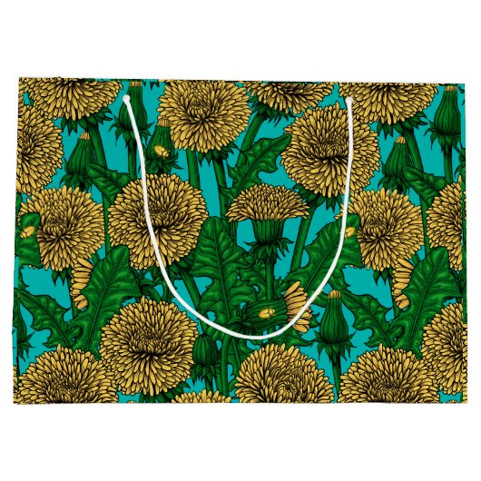 Dandelions op turquoise groot cadeauzakje (Achterkant)