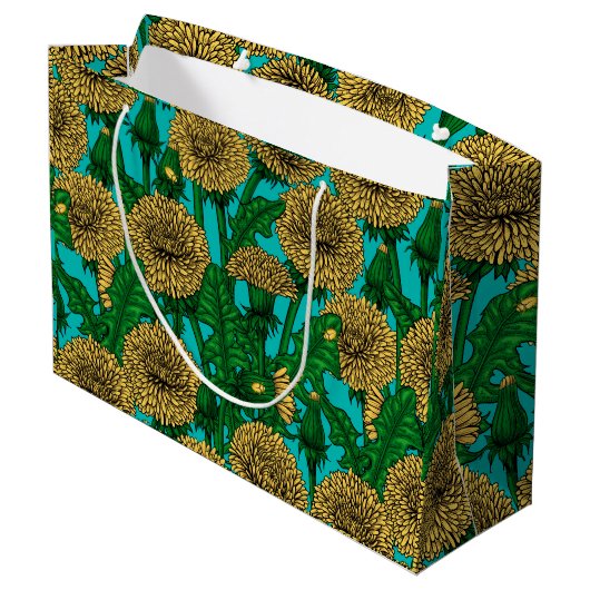 Dandelions op turquoise groot cadeauzakje (Achterkant Gekanteld)