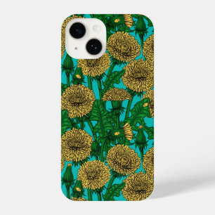 Dandelions op turquoise iPhone 14 hoesje