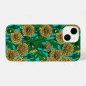 Dandelions op turquoise iPhone hoesje (Achterkant horizontaal)