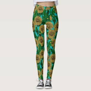 Dandelions op turquoise leggings