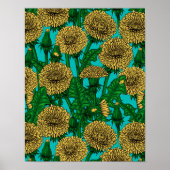 Dandelions op turquoise poster (Voorkant)