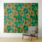 Dandelions op turquoise wandkleed (In Situ (horizontaal))