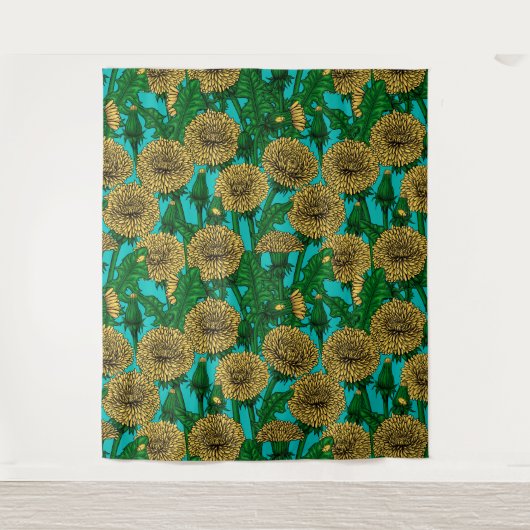 Dandelions op turquoise wandkleed (Voorkant)