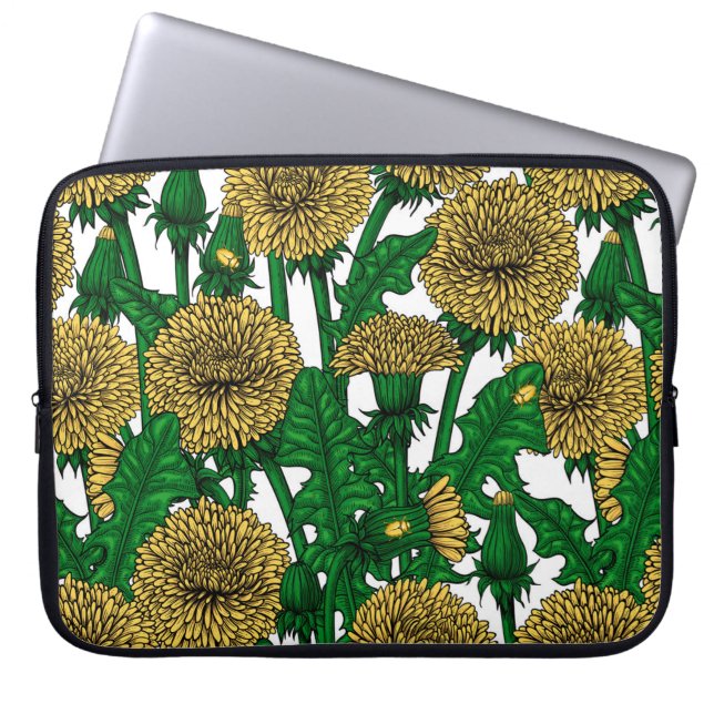 Dandelions op wit laptop sleeve (Voorkant)