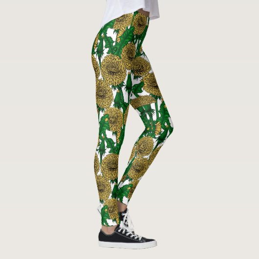 Dandelions op wit leggings (Rechts)