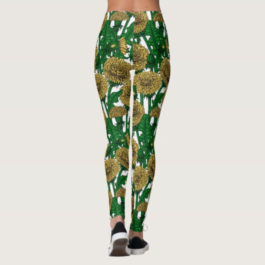 Dandelions op wit leggings (Achterkant)