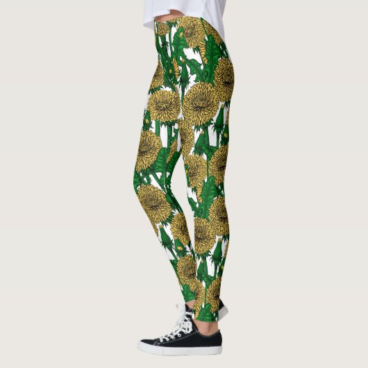 Dandelions op wit leggings (Links)