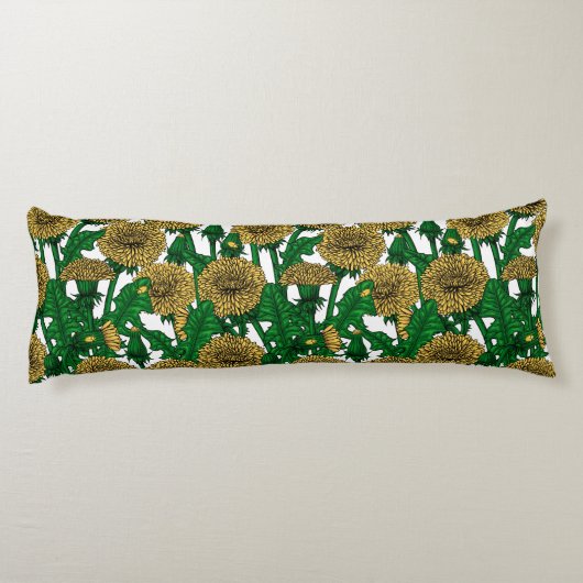 Dandelions op wit lichaamskussen (Achterkant)