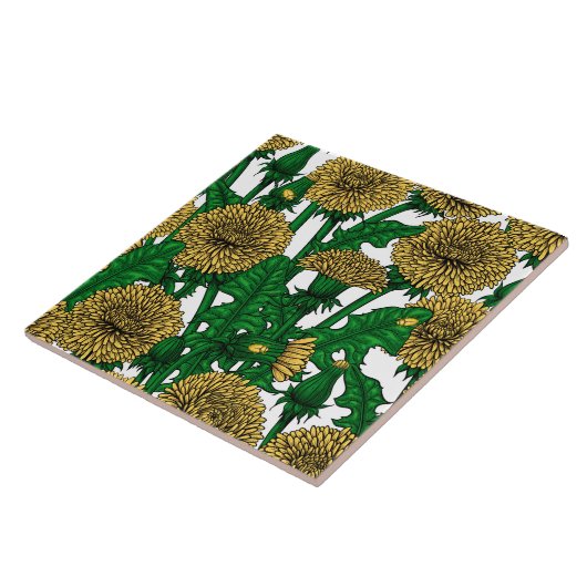 Dandelions op wit tegeltje (Zijkant)