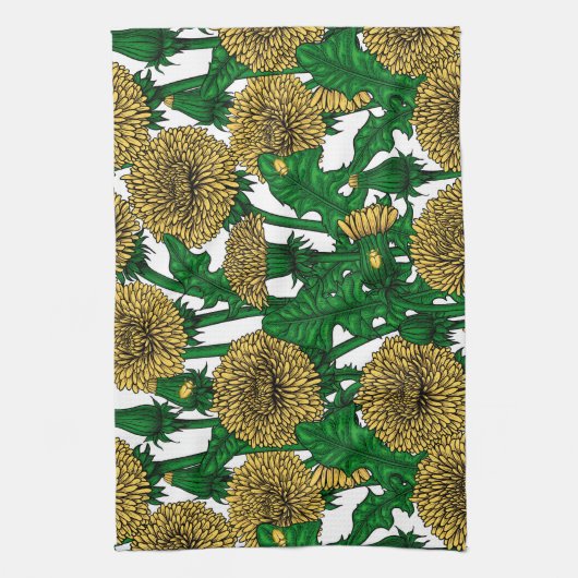 Dandelions op wit theedoek (Verticaal)