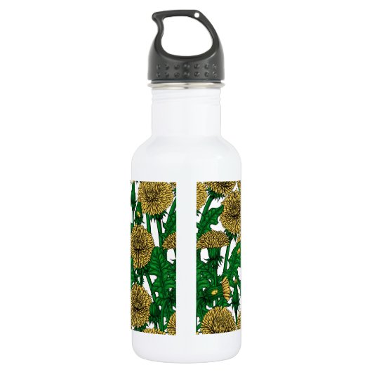 Dandelions op wit waterfles  (Achterkant)