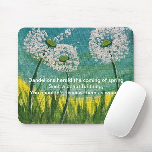 Dandelions - originele kunstwerken en gedicht muismat (Met muis)