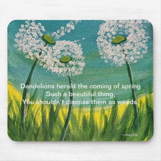 Dandelions - originele kunstwerken en gedicht muismat (Voorkant)