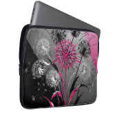 Dandelions Pink Black White Electronics laptop bag Laptop Sleeve (Voorkant Rechts)