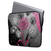 Dandelions Pink Black White Electronics laptop bag Laptop Sleeve (Voorkant Links)