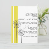 Dandelions Retro Yellow Baby shower Invitation Kaart (Staand voorkant)
