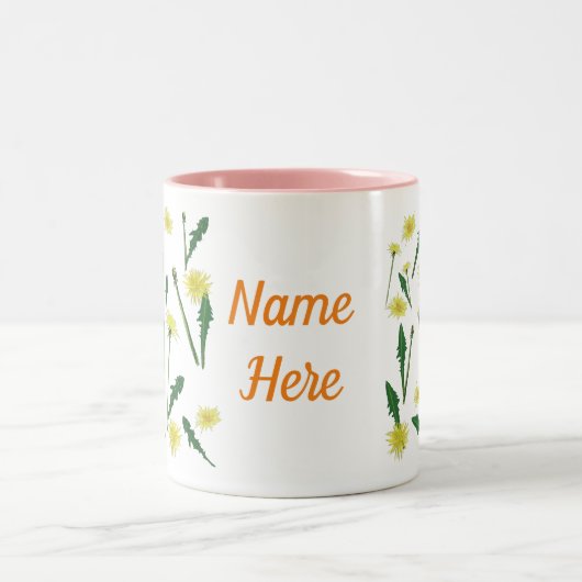Dandelions Spring art Tweekleurige Koffiemok (Center)