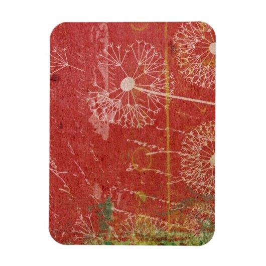 Dandelions winden wind tegen roze hemel Abstract Magneet (Verticaal)