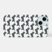 Dandie Dinmont Dog Schattige Silhouet Raster Wit iPhone 15 Case (Achterkant horizontaal)