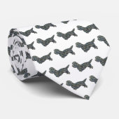 Dandie Dinmont Dog Silhouette Yellow & Blue White Stropdas (Opgerold)