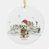 Dandie Dinmont Dog Watercolor Monogram Keramisch Ornament (Voorkant)