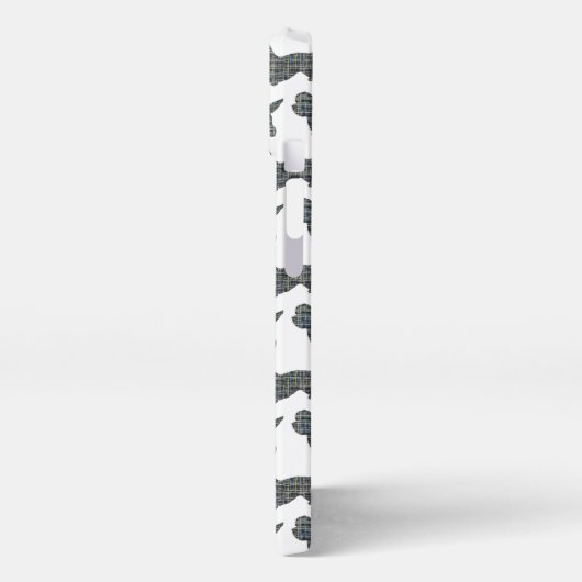 Dandie Dinmont Hond Schattig Silhouet Grid Wit iPhone Hoesje (Linkerkant)