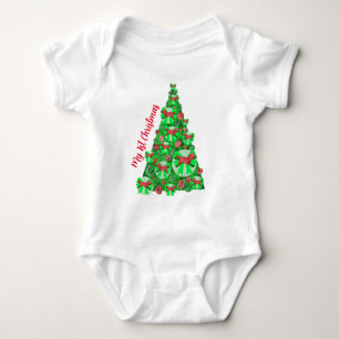 Dandie Dinmont Hond Silhouet Kerstboom Rood Romper