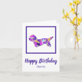 Dandie Dinmont Hond Silhouet Leuke PPY&B Verjaarda Kaart (Gele Bloem)