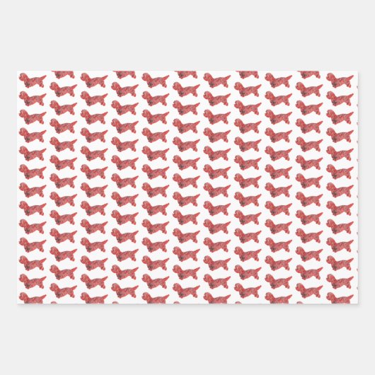 Dandie Dinmont Hond Silhouet Rood Merry Woofmas Inpakpapier Vel (Voorkant 3)