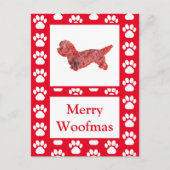Dandie Dinmont Hond Silhouet Rood Vrolijk Kerstfee Briefkaart (Voorkant)