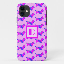 Dandie Dinmont Hondenliefhebber Pink & Blue Monogr Case-Mate iPhone Case