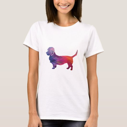 Dandie Dinmont Hondenras Geo Silhouette paars T-shirt (Voorkant)